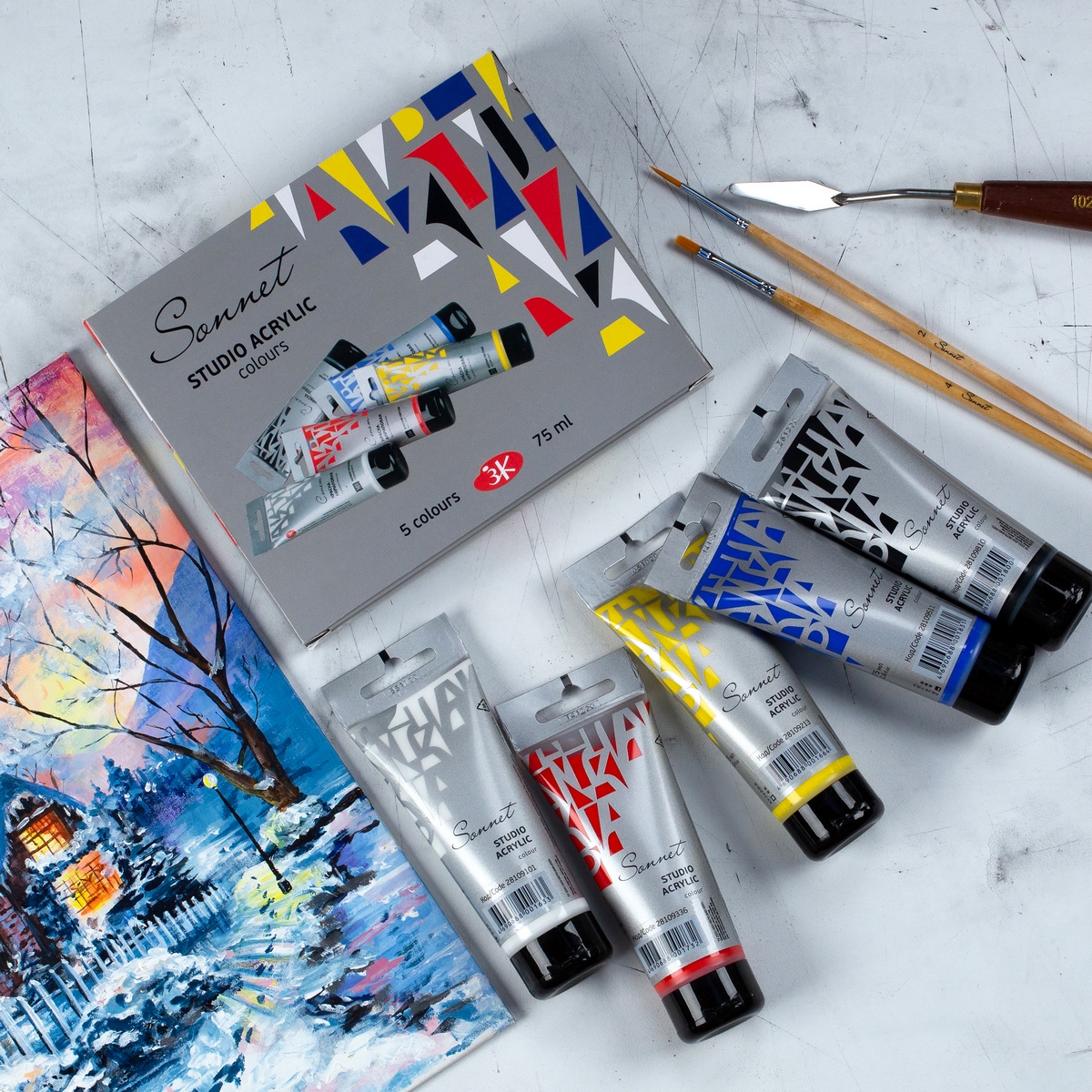 Set of acrylic paints "Sonnet", cardboard box
